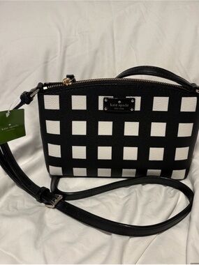 kate spade Black & White Gingham Crossbody Bag